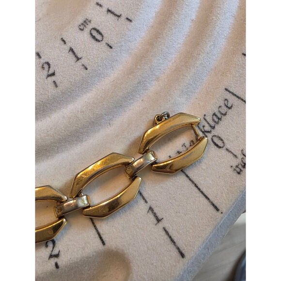 Monet Gold-Tone Link Bracelet With Safety Chain - Vintage Style Jewelry Accessor - Picture 7 of 10